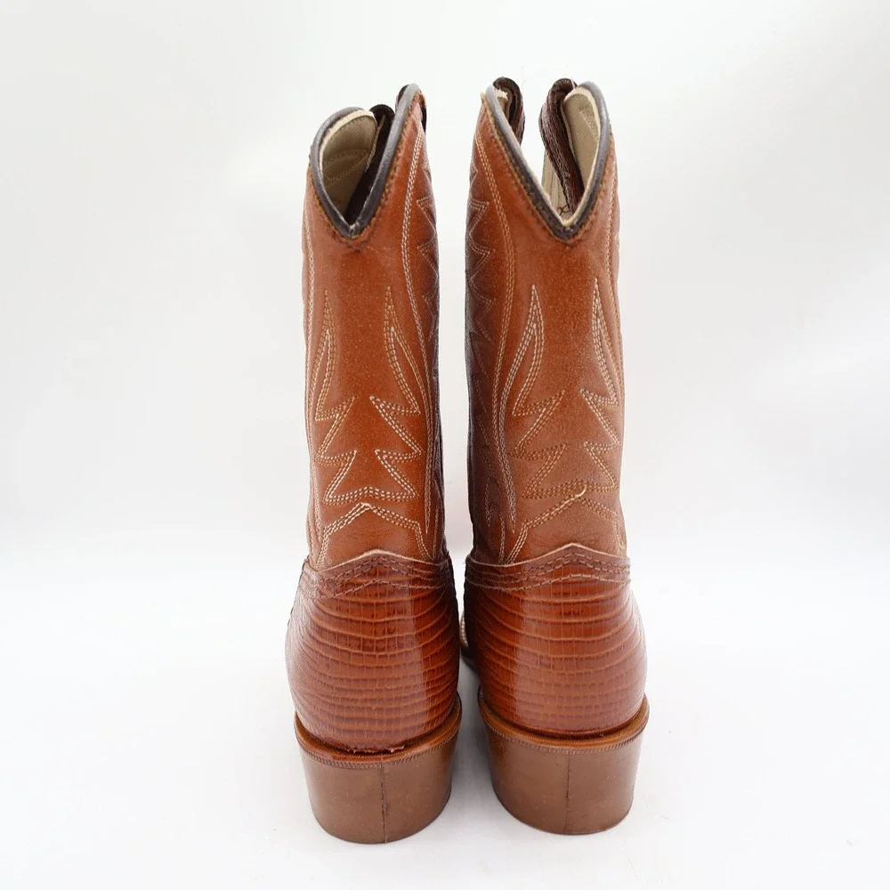 Acme Vintage Western Cowboy Boots Kids 2.5 D Brown Leather Deadstock NWT
